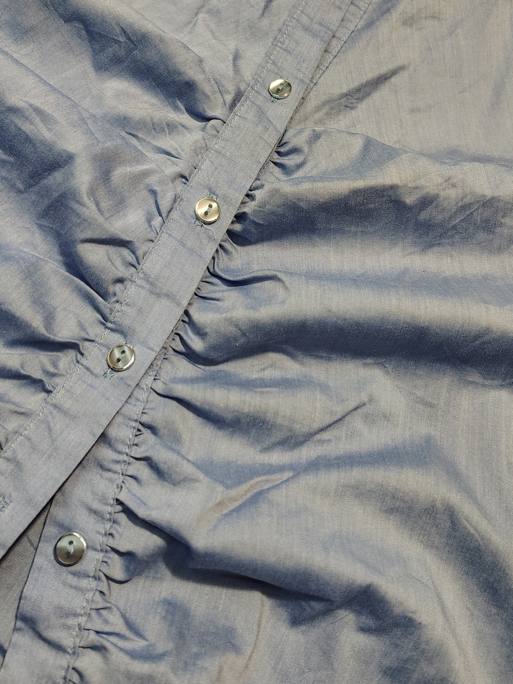 7th Ave. Light Blue Button-Front Ruffled Blouse - Picture 3 of 4